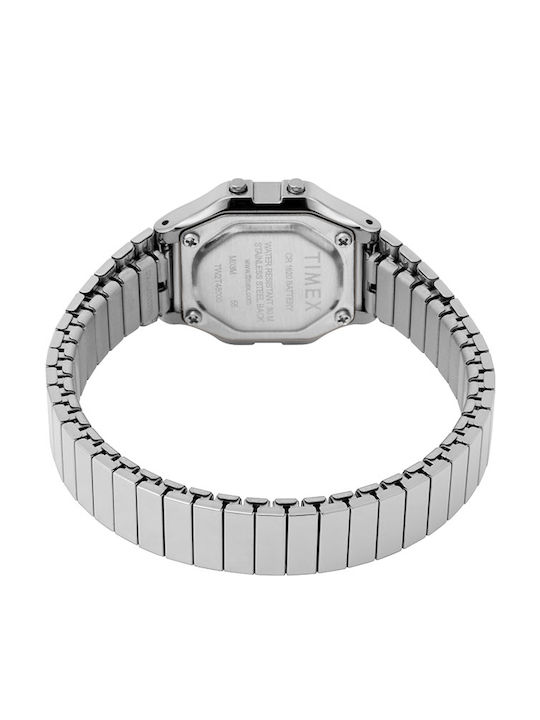 Timex Ceas Digital Dama 27mm Cronograf Cu Baterie Cu Brățară Metalică Argintie