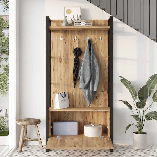 Aberdeen Мебели за антре със Закачалка Бор/антрацит 90x34x180 см
