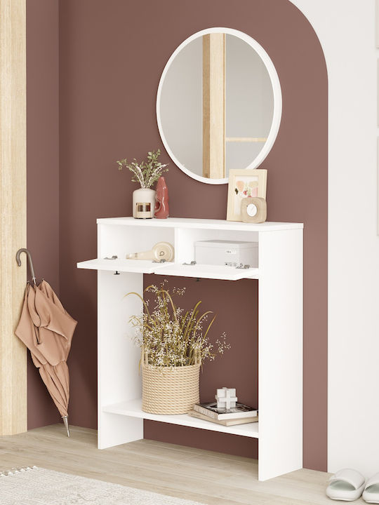 Orkney Wooden Console Table with Mirror White/Pine L80.4xW24.8xH90cm