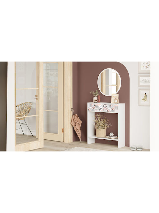 Orkney Wooden Console Table with Mirror White/Pine L80.4xW24.8xH90cm