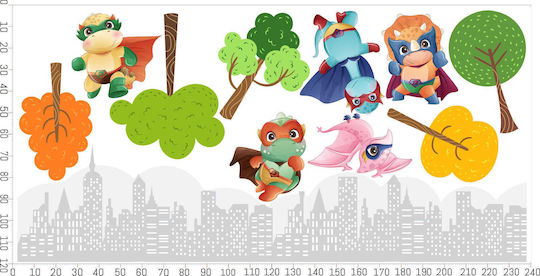 Tapfere Kinder Dinosaurier Märchen Wandaufkleber Kinderdekoration 120x240