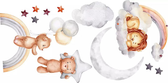 Kids Wall Stickers Bears Stars Clouds Wall Decoration 60x120