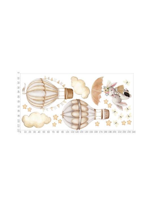 Kinder Wandsticker Hase Wolken Ballons Beige 120x240