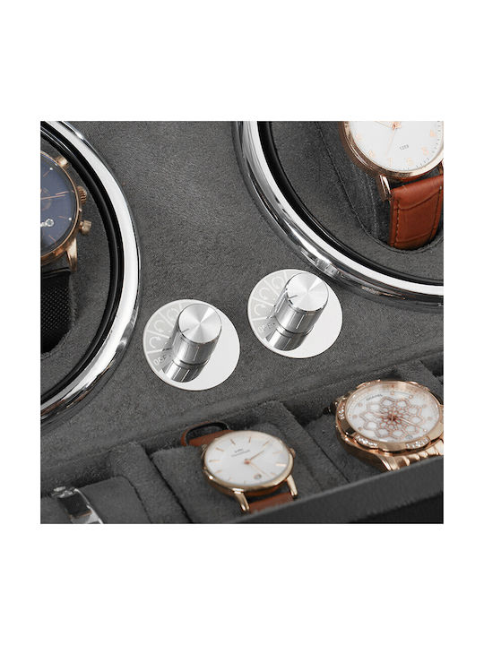 Cutie Întors Ceasuri Iuni Watch Winder 4 + 6 Spații de Depozitare Piele Ecologică Neagră