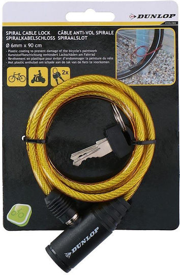 Dunlop spiral Κλειδαριά Ποδηλάτου Κουλούρα με Κλειδί Κίτρινη