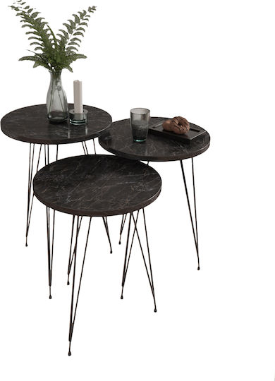 Rund Beistelltisch Nissa Holz Black Marble-black B33xT33xH56cm