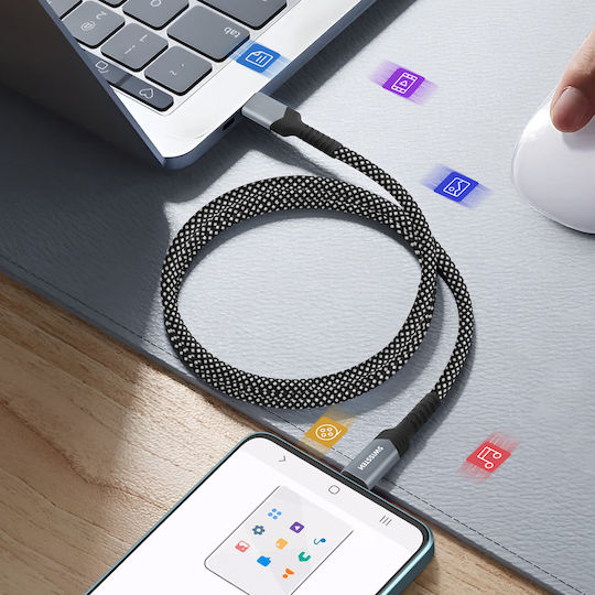 Swissten Usb-c To Usb-c Cable 60w Automatic Winding Length 1m Black