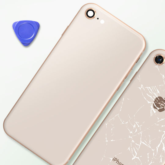 Clappio Frame + Battery Cover Iphone 8 Gold Rear Window Light Pink