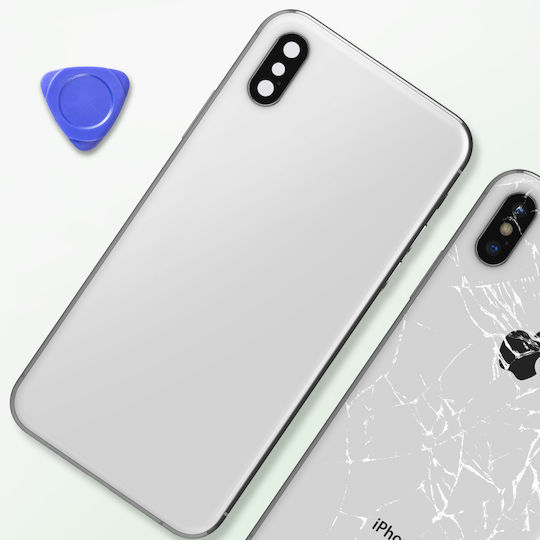 Clappio Frame + Battery Cover Iphone Xs Max Rear Window White Light Grey