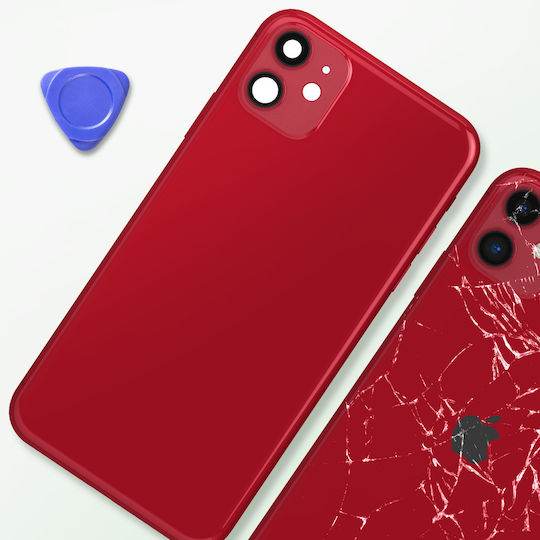 Clappio Rahmen + Akkudeckel iPhone 11 Rot Rückseite Fenster Rot