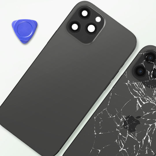 Clappio Frame + Battery Cover Iphone 12 Pro Max Graphite Grey Rear Window Dark Grey