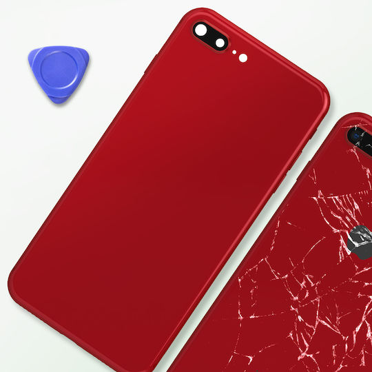 Clappio Ramă + Capac Baterie Iphone 8 Plus Roșu Fereastră Spate Roșie