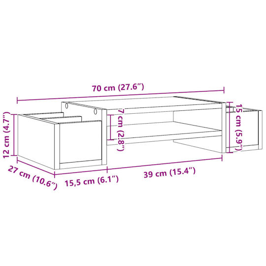 vidaXL Tabletop Suport Monitor Gri (854684)