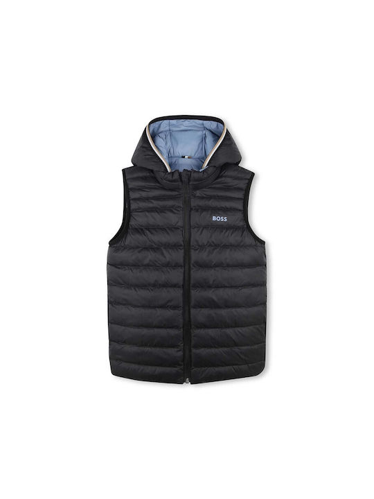 Hugo Boss Kids Casual Jacket Sleeveless Double Sided with Lining & Hood Blue