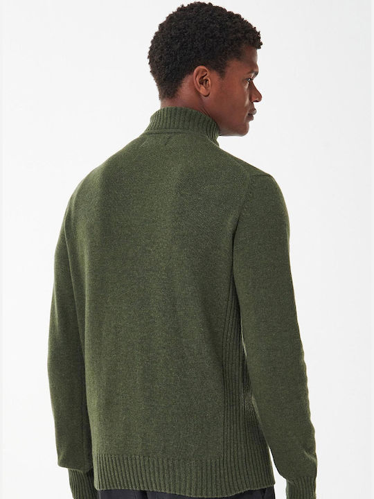 Barbour Lambswool Herren Pullover Ausschnitt mit Reißverschluss Olive