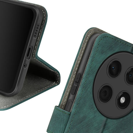 Avizar Hülle Huawei Nova 12i Gebürstete Effekt Wallet Stand Dunkelgrün
