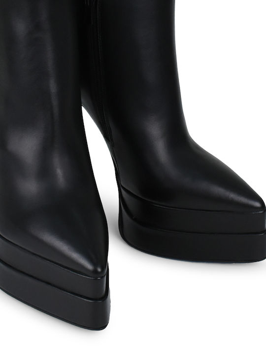 Leder Stiefeletten Damen Schwarz