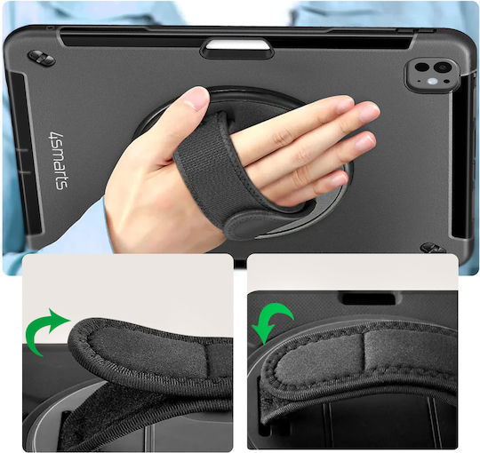 4smarts Ipad Pro 11 2024 Bi-material Anti-shock Crutch Handle Black Tablet Case