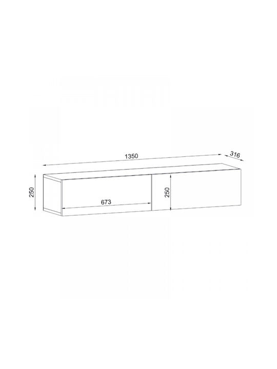 TV Stand Aristo with LED Lighting Walnut L135xW31.6xH25cm