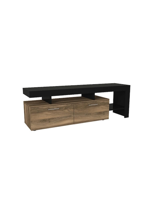 TV Stand Acnes Black - Walnut L160xW40xH53cm