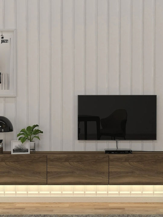 TV Stand Damla from Metal & Wood with LED Lighting Walnut L180xW29.5xH29.5cm