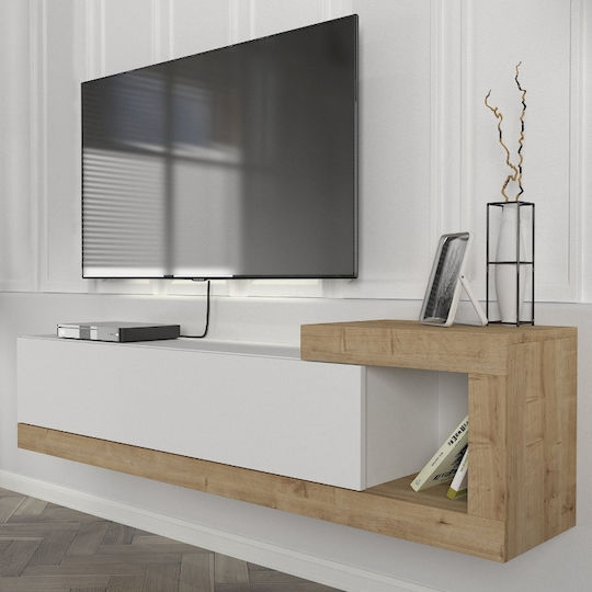 TV-Ständer Volare Weiß - Sapphire Eiche M150xT29.6xH38.6cm
