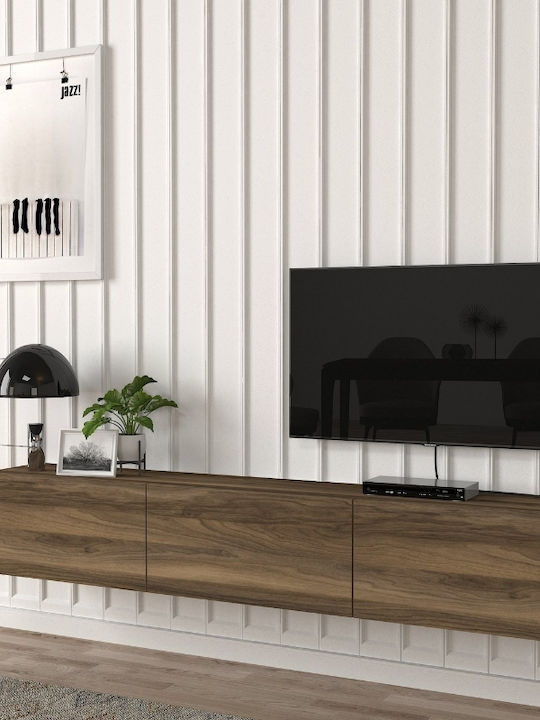 TV Stand Damla from Metal & Wood with LED Lighting Walnut L180xW29.5xH29.5cm