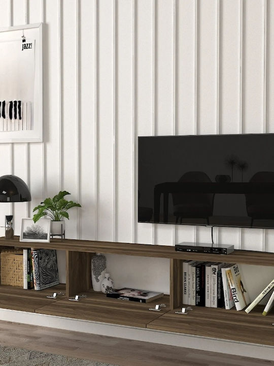 TV Stand Damla from Metal & Wood with LED Lighting Walnut L180xW29.5xH29.5cm