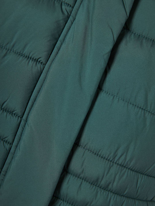 Women's Short Puffer Jacket for Winter Green