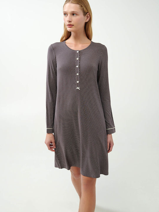 Vamp Winter Women's Nightdress Gray Mauve