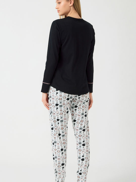Minerva Winter Women's Pyjama Set Black Sheeps s