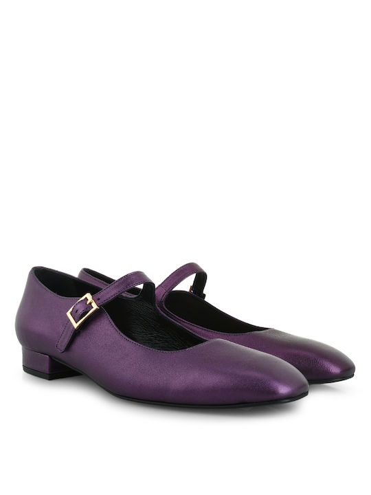 Tsakiris Mallas Leather Ballerinas Purple