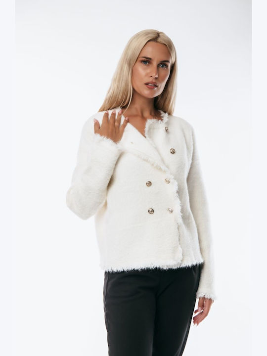 Women's Cardigan with Buttons White