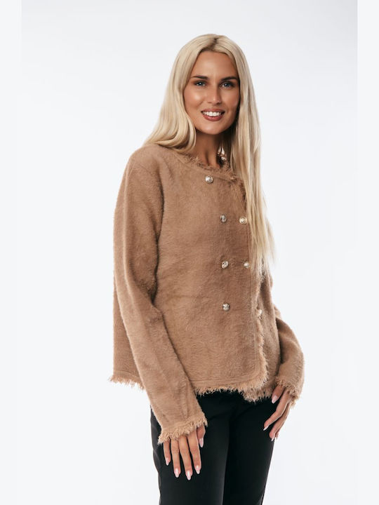 Women's Cardigan with Buttons Beige