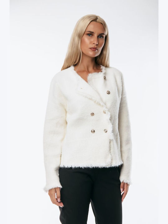 Women's Cardigan with Buttons White