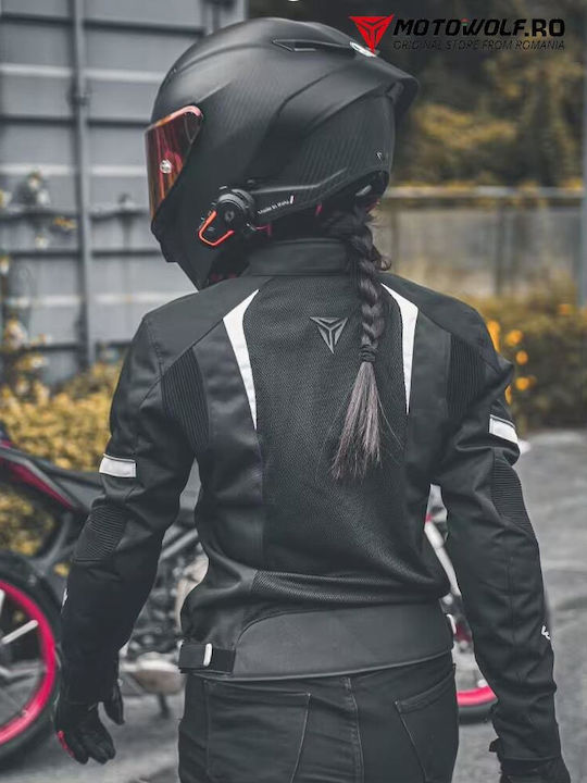 Motowolf Motowolf Damen Sommer Motorradjacke Wasserdicht Schwarz/Weiß