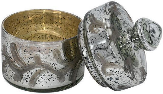 Fylliana Φοντανιέρα Γυάλινη Fl15512 με Καπάκι 9x14cm Ασημί