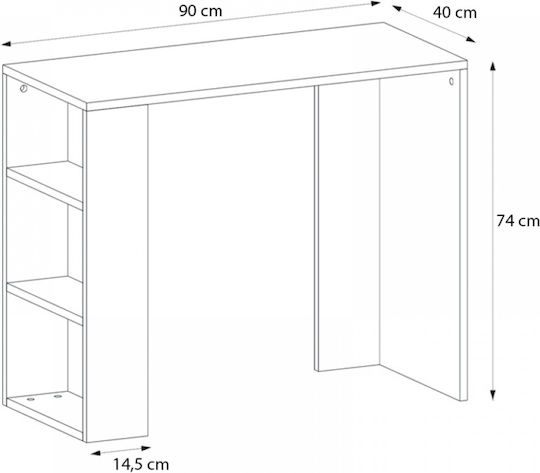 Desk Netenia Wooden Charcoal 90x40x74cm