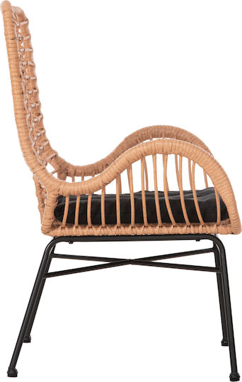 Outdoor Armchair Rattan Allegra Beige-black with Cushion 66x59x90cm