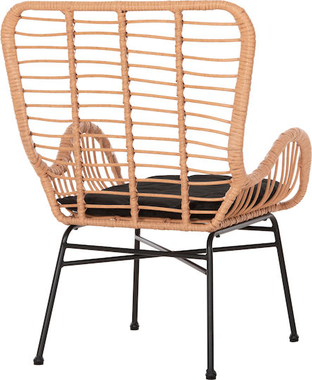 Outdoor Armchair Rattan Allegra Beige-black with Cushion 66x59x90cm
