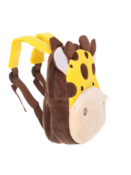Teddy Backpack Zola 2 Pockets Giraffe Design Yellow 24 Cm