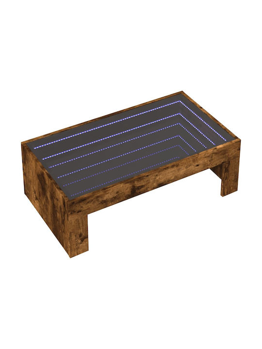 Rectangular Masă de cafea cu LED Stejar afumat L90xW50xH30cm.