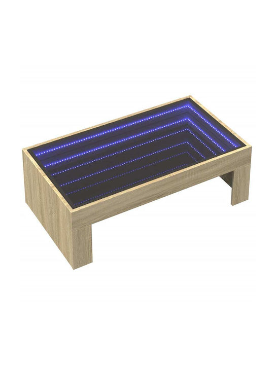 Rectangular Coffee Table Wooden with LED Sonoma Oak L90xW50xH30cm.