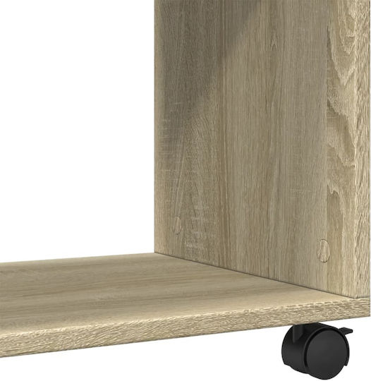 Rectangular Side Wooden Coffee Table with Wheels Sonoma Oak W70xL35xH60cm