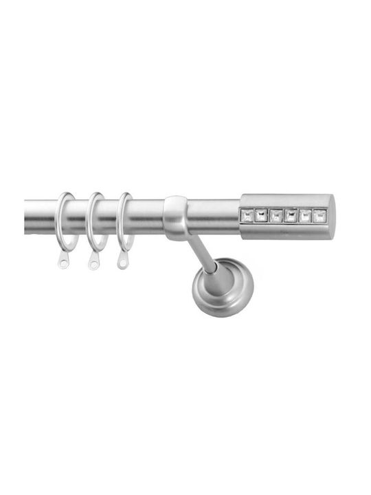 Μεταλλικό Κουρτινόξυλο Eco Iris Strass Διπλό με Βέργα Φ25mm 120εκ. Νίκελ Σατινέ