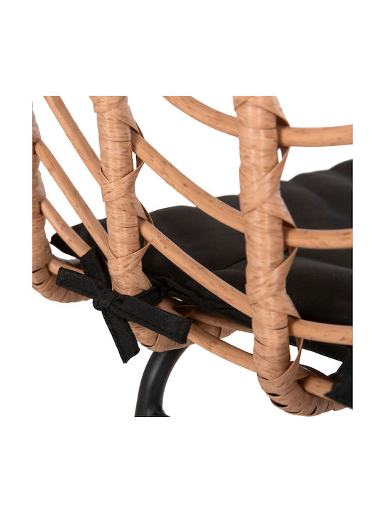 Hocker für Bar Für den Außenbereich Rattan Gerald mit Kissen Black, Beige 1Stück 49x50x101cm