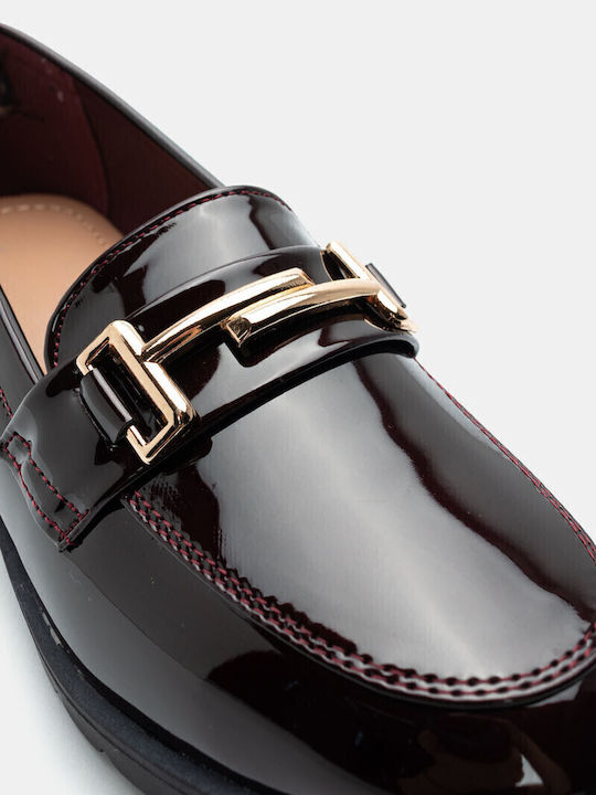 Лачени Дамски Loafers в Бордо Цвят
