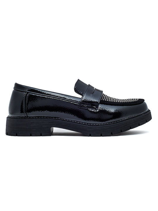 Laura Virgili Patent Leather Women's Moccasins in Black Color