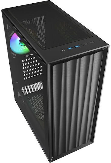 Sharkoon VK3 RGB Gaming Midi Tower Κουτί Υπολογιστή με Πλαϊνό Παράθυρο Μαύρο