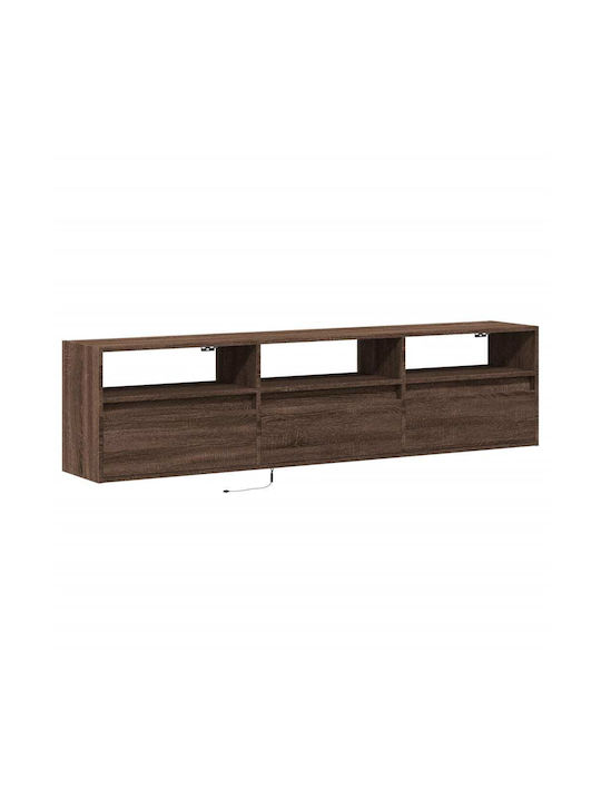 TV Stand Wooden with LED Lighting Brown Oak L180xW31xH45cm